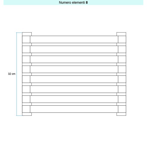 Immagine di Irsap SAX2 ORIZZONTALE Radiatore 8 elementi, H.32 L.50 P.8 cm, colore bianco standard finitura lucido Cod.01 SX205000801IR01H01