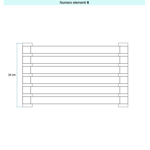 Immagine di Irsap SAX2 ORIZZONTALE Radiatore 6 elementi, H.24 L.53 P.8 cm, colore bianco standard finitura lucido Cod.01 SX205300601IR01H01