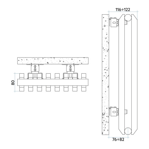 Immagine di Irsap SAX2 VERTICALE Radiatore 22 elementi H.68 L.88 P.8 cm, colore grigio medio finitura ruvido Cod.4D SX20680224DIR01A