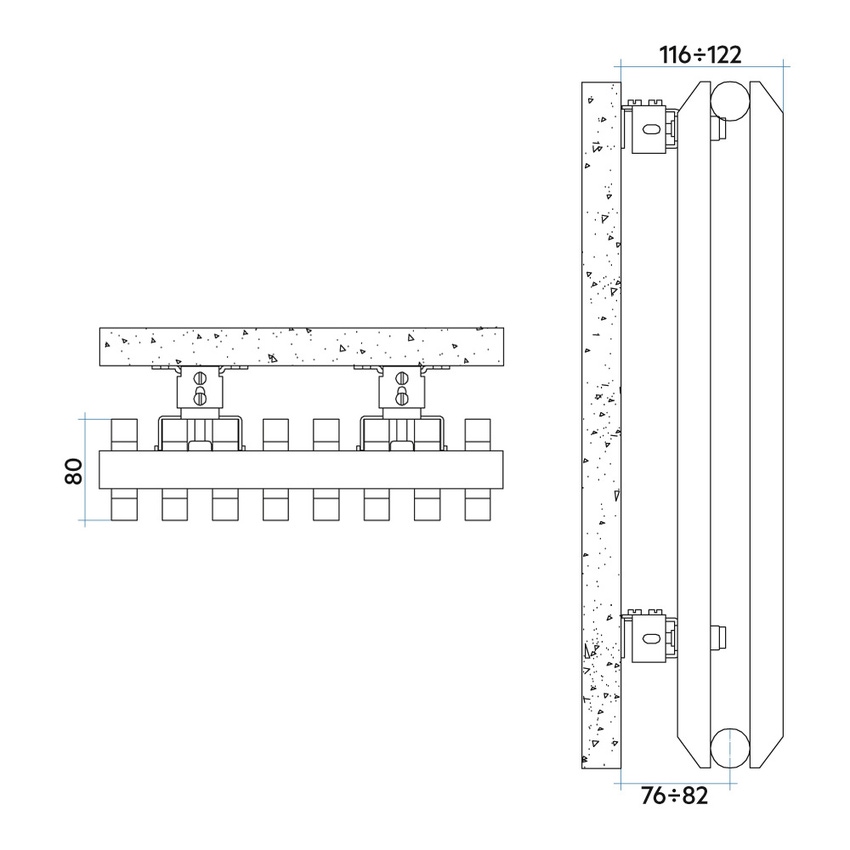 Immagine di Irsap SAX2 VERTICALE Radiatore 8 elementi H.90 L.32 P.8 cm, colore grigio medio finitura ruvido Cod.4D SX20900084DIR01A