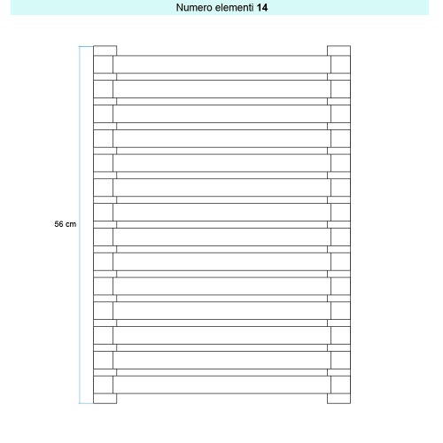 Immagine di Irsap SAX ORIZZONTALE Radiatore 14 elementi, H.56 L.63 P.5,5 cm, colore bianco standard finitura lucido Cod.01 SX106301401IR01H01