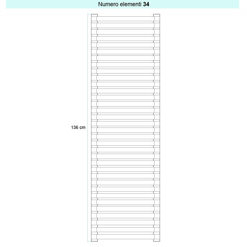 Immagine di Irsap SAX ORIZZONTALE Radiatore 34 elementi, H.128 L.68 P.5,5 cm, colore bianco standard finitura lucido Cod.01 SX106803401IR01H01