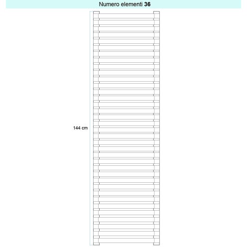 Immagine di Irsap SAX ORIZZONTALE Radiatore 36 elementi, H.144 L.120 P.5,5 cm, colore bianco standard finitura lucido Cod.01 SX112003601IR01H01