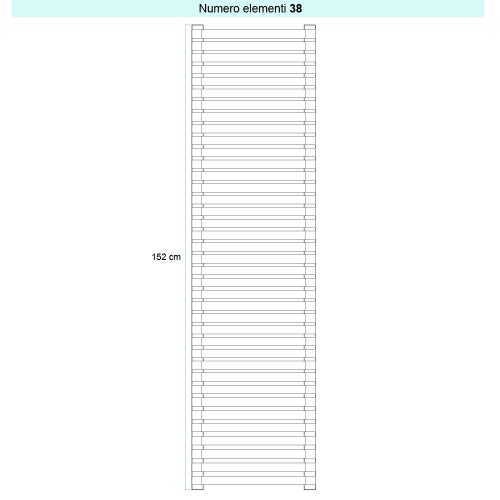 Immagine di Irsap SAX ORIZZONTALE Radiatore 38 elementi, H.152 L.150 P.5,5 cm, colore bianco standard finitura lucido Cod.01 SX115003801IR01H01