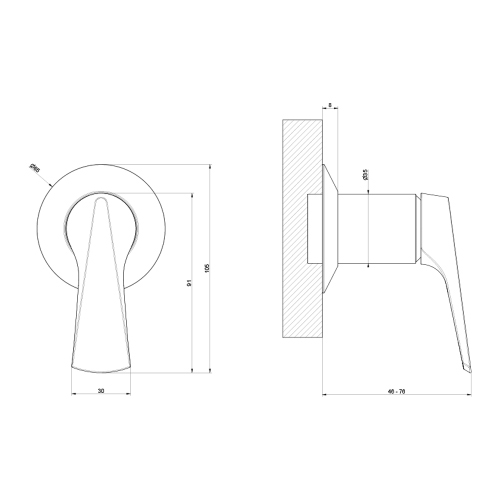Immagine di Gessi VENTAGLIO miscelatore lavabo a parete, 1 via, senza corpo incasso, finitura cromo 72109#031