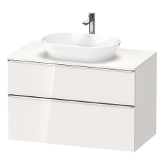 Immagine di Duravit D-NEO base sottolavabo sospesa L.100 cm, con 1 cassetto e 1 elemento estraibile, cassetto superiore con scasso per il sifone e coprisifone, 1 consolle con un taglio per lavabo, colore bianco finitura lucido DE4968010220000