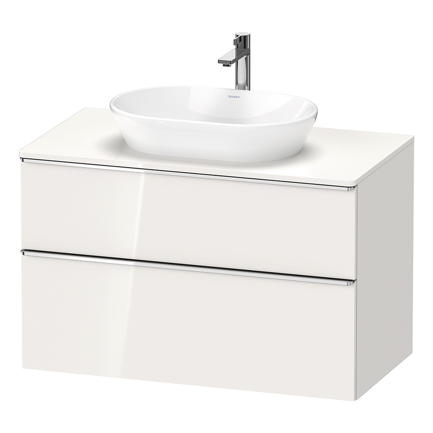 Immagine di Duravit D-NEO base sottolavabo sospesa L.100 cm, con 1 cassetto e 1 elemento estraibile, cassetto superiore con scasso per il sifone e coprisifone, 1 consolle con un taglio per lavabo, colore bianco finitura lucido DE4968010220000