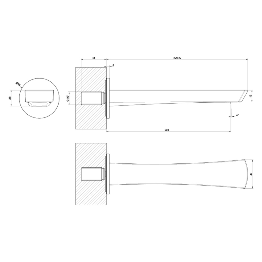 Immagine di Gessi VENTAGLIO bocca per vasca a parete, finitura cromo 72103#031