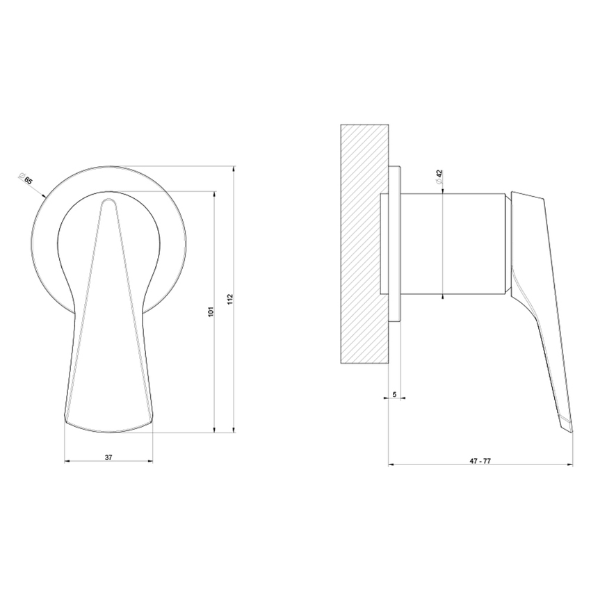 Immagine di Gessi VENTAGLIO miscelatore per vasca o doccia a parete, 1 via, senza corpo incasso, finitura cromo 72061#031