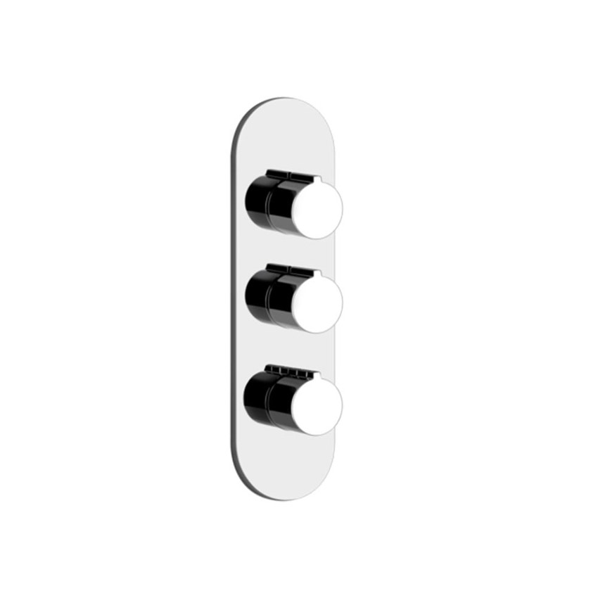 Immagine di Gessi SHOWER miscelatore termostatico a parete per doccia, 2 uscite indipendenti, installazione verticale o orizzontale, senza corpo incasso, finitura cromo 43064#031