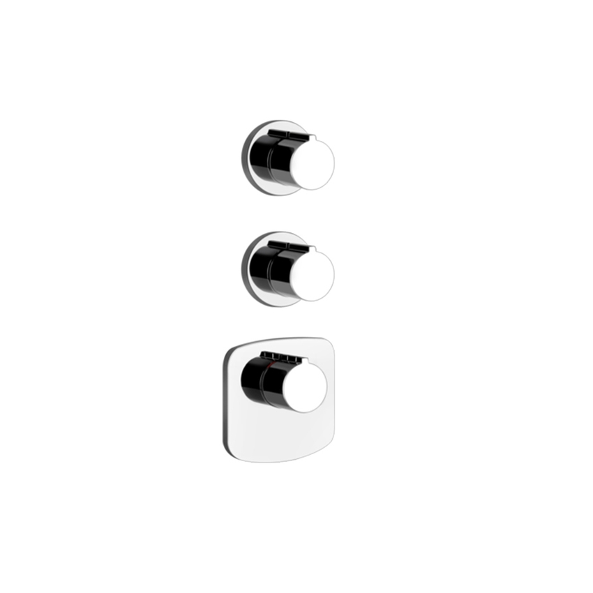 Immagine di Gessi WELLNESS miscelatore termostatico a parete alla portata, 2 uscite indipendenti, installazione verticale o orizzontale, senza corpo incasso, finitura cromo 43234#031