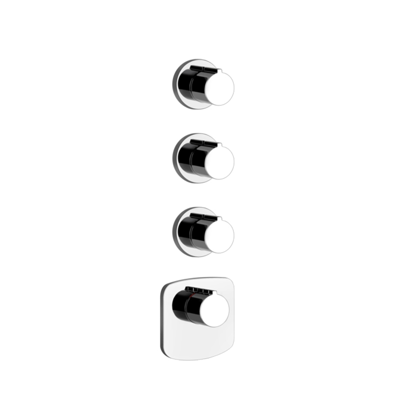 Immagine di Gessi WELLNESS miscelatore termostatico a parete alta portata, 3 uscite indipendenti, installazione verticale o orizzontale, senza corpo incasso, finitura cromo 43236#031