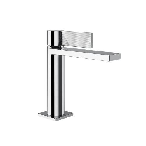 Immagine di Gessi INVERSO RIGATO miscelatore lavabo H.18 cm, senza scarico, con flessibili, finitura cromo 73502#031