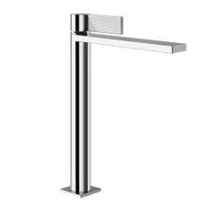 Immagine di Gessi INVERSO RIGATO miscelatore lavabo alto H.32 cm, con piletta Stop&Go e flessibili, finitura cromo 73553#031