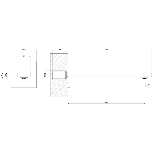 Immagine di Gessi INVERSO bocca per lavabo da parete P.22 cm, finitura cromo 73102#031