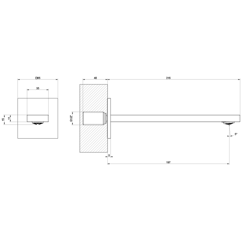 Immagine di Gessi INVERSO bocca per lavabo da parete P.22 cm, finitura cromo 73102#031