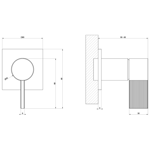 Immagine di Gessi INVERSO RIGATO miscelatore per lavabo, a parete, da incasso, senza corpo incasso, finitura cromo 73509#031
