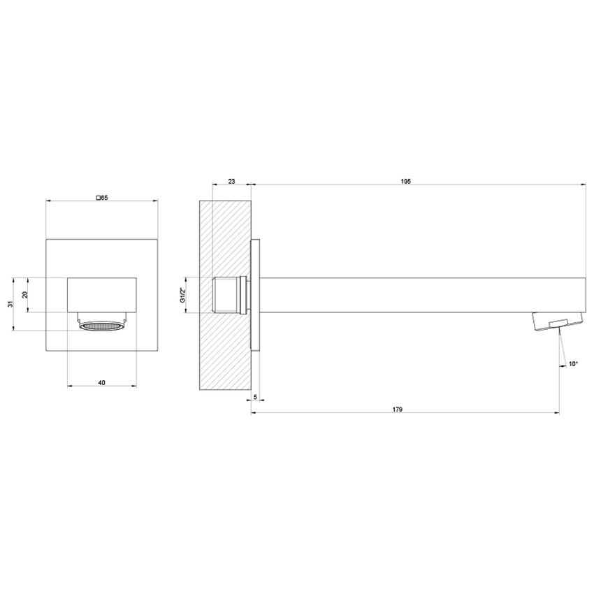 Immagine di Gessi INVERSO bocca a parete per vasca, finitura cromo 73103#031