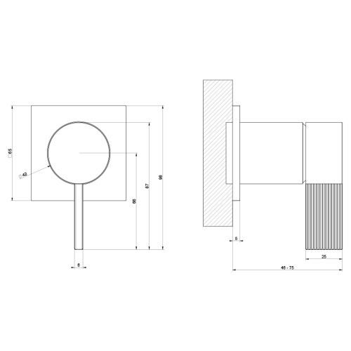 Immagine di Gessi INVERSO RIGATO miscelatore a parete, per doccia, 1 via, senza corpo incasso, finitura cromo 73519#031