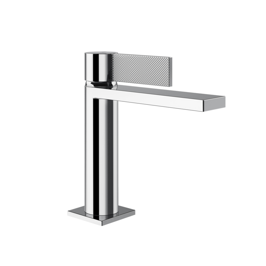 Immagine di Gessi INVERSO DIAMANTATO miscelatore lavabo H.18 cm, con piletta Stop&Go e flessibili, finitura cromo 73651#031