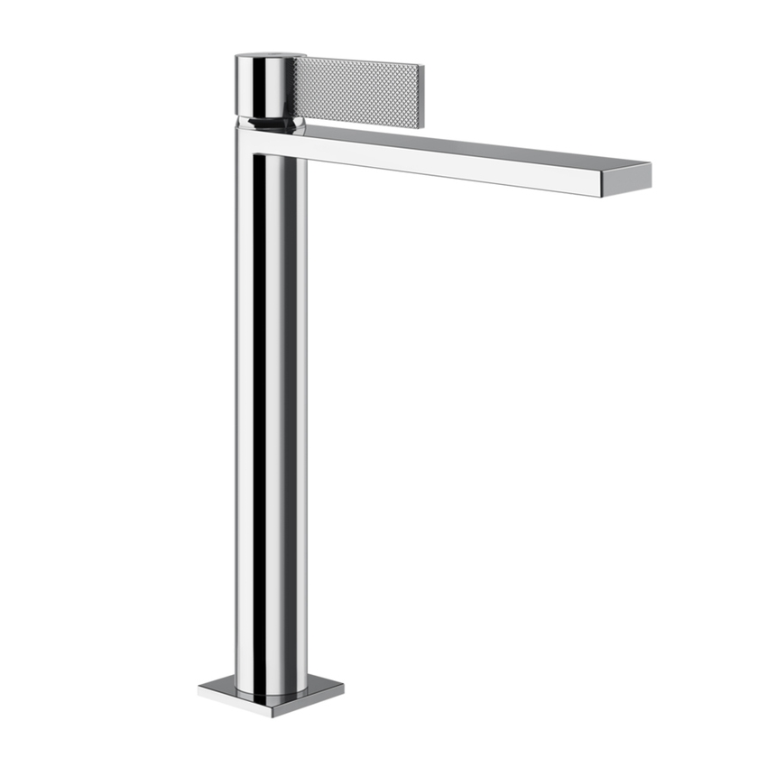 Immagine di Gessi INVERSO DIAMANTATO miscelatore lavabo alto H.32 cm, con piletta Stop&Go e flessibili, finitura cromo 73653#031