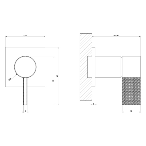 Immagine di Gessi INVERSO DIAMANTATO miscelatore per lavabo, a parete, da incasso, senza corpo incasso, finitura cromo 73609#031
