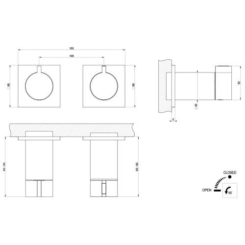 Immagine di Gessi INVERSO miscelatore termostatico per doccia, da incasso, 1 via, senza corpo incasso, finitura cromo 73032#031