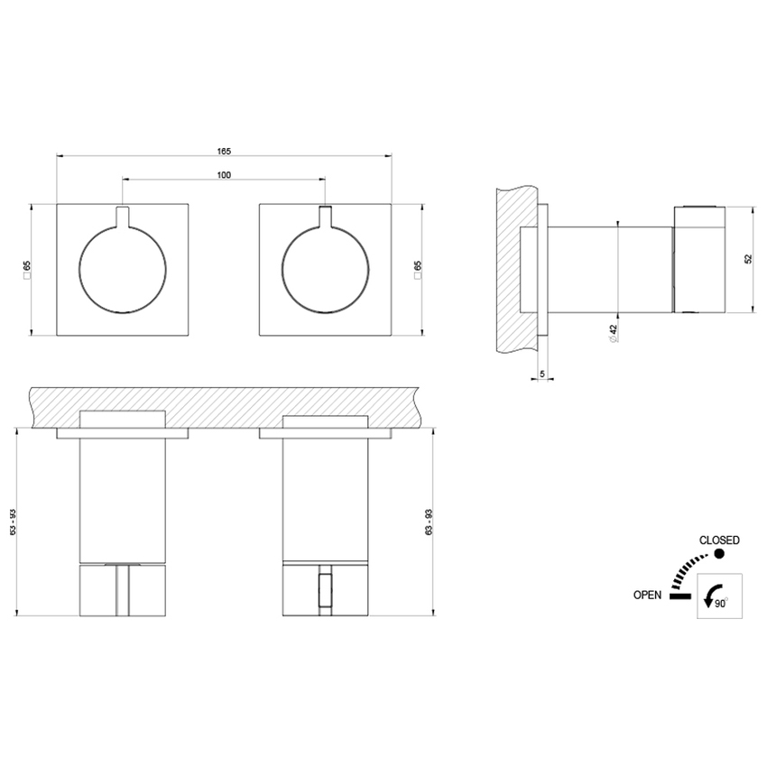 Immagine di Gessi INVERSO miscelatore termostatico per doccia, da incasso, 1 via, senza corpo incasso, finitura cromo 73032#031