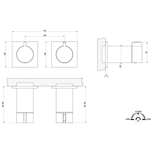 Immagine di Gessi INVERSO miscelatore termostatico per doccia, da incasso, 2 vie, senza corpo incasso, finitura finox brushed nickel 73034#149
