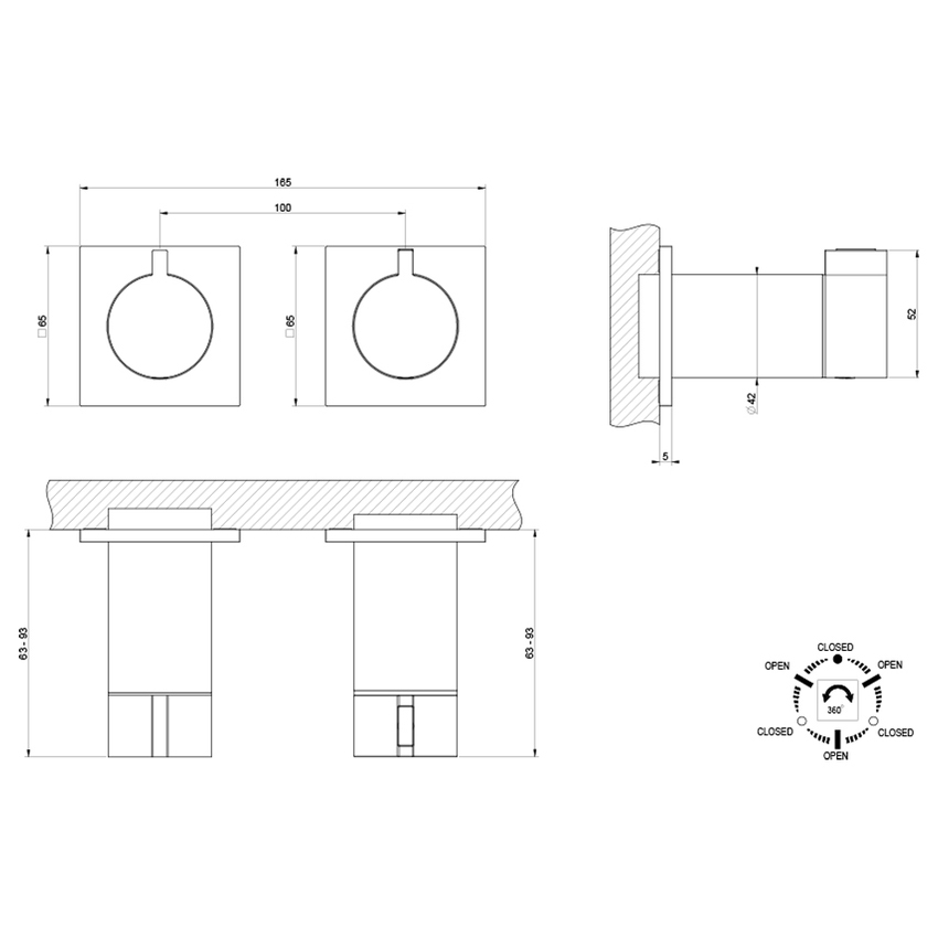 Immagine di Gessi INVERSO miscelatore termostatico per doccia, da incasso, 3 vie, senza corpo incasso, finitura cromo 73036#031
