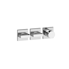 Immagine di Gessi RETTANGOLO SHOWER miscelatore termostatico per doccia, da incasso, 2 uscite indipendenti, senza corpo incasso, installazione verticale e orizzontale, finitura cromo 44334#031