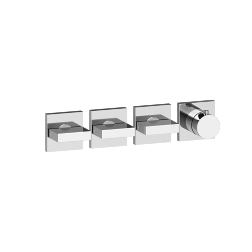 Immagine di Gessi RETTANGOLO SHOWER miscelatore termostatico per doccia, da incasso, 3 uscite indipendenti, senza corpo incasso, installazione verticale e orizzontale, finitura cromo 44336#031