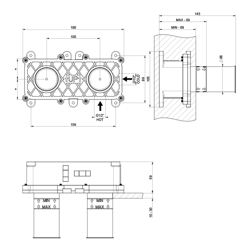 Immagine di Gessi Parte incasso per miscelatore con bocca 38498#031