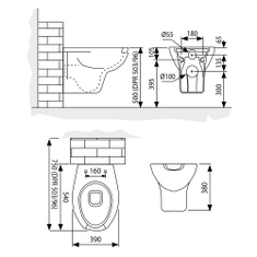 Immagine di Bocchi FAST vaso per disabili sospeso, con scarico a parete, senza sedile, colore bianco finitura lucido NS99436