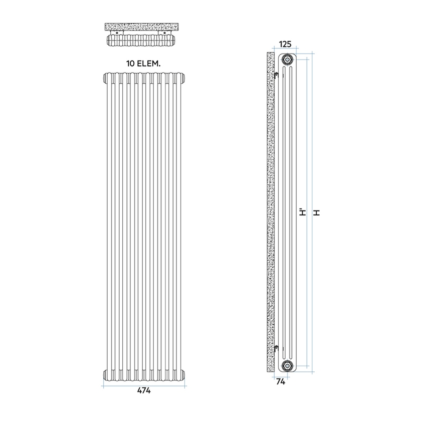 Immagine di Irsap TESI 3 CROMATO radiatore 10 elementi, H.200,2 L.47,4 P. 10,1 cm, finitura cromo Cod.50 RG320001050IR02N01