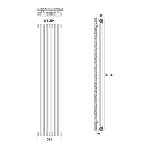 Immagine di Irsap TESI 3 CROMATO radiatore 8 elementi, H.200,2 L.38,4 P.10,1 cm, finitura cromo Cod.50 RG320000850IR02N01