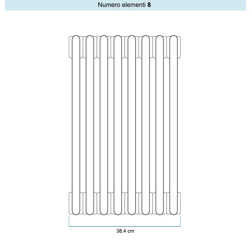 Immagine di Irsap TESI 3 CROMATO radiatore 8 elementi, H.180,2 L.38,4 P.10,1 cm, finitura cromo Cod.50 RG318000850IR02N01