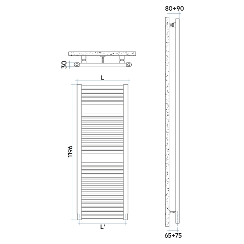 Immagine di Irsap NOVO CROMATO scaldasalviette, 29 tubi, 2 intervalli, H.119,6 L.45 P.3 cm, finitura cromo Cod.50 NLM045B50IR01NNN02