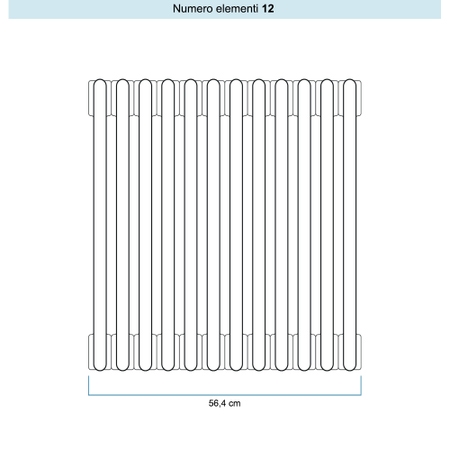 Immagine di Irsap TESI 2 CROMATO radiatore 12 elementi, H.200,2 L.56,4 P.6,5 cm, finitura cromo Cod.50 RG220001250IR02N02