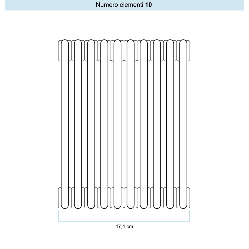 Immagine di Irsap TESI 2 CROMATO radiatore 10 elementi, H.180,2 L.47,4 P.6,5 cm, finitura cromo Cod.50 RG218001050IR02N02