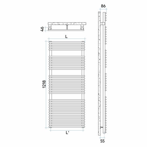 Immagine di Irsap FLAUTO CROMATO scaldasalviette, 30 tubi, 3 intervalli, H.121,8 L.45,6 P.4,6 cm, finitura cromo Cod.50 FTM045B50IR01NNN03