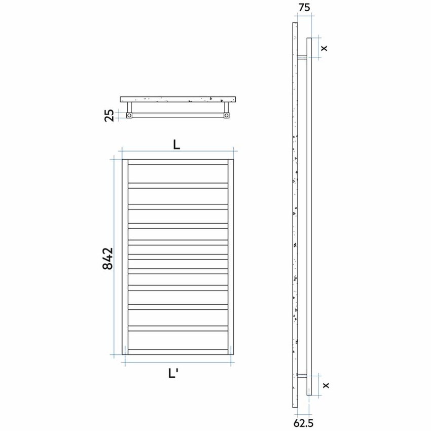 Immagine di Irsap TOLE' scaldasalviette, per riscaldamento tradizionale, 11 tubi, H.84,2 L.48,1 P.4,74 cm, finitura cromo Cod.50 TCP048B50IR01NNN01