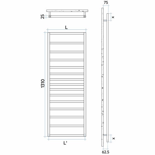Immagine di Irsap TOLE' scaldasalviette, per riscaldamento tradizionale, 15 tubi, H.131 L.48,1 P.4,74 cm, finitura cromo Cod.50 TCM048B50IR01NNN01