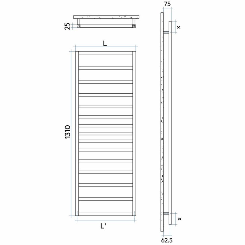 Immagine di Irsap TOLE' scaldasalviette, per riscaldamento tradizionale, 15 tubi, H.131 L.48,1 P.4,74 cm, finitura cromo Cod.50 TCM048B50IR01NNN01