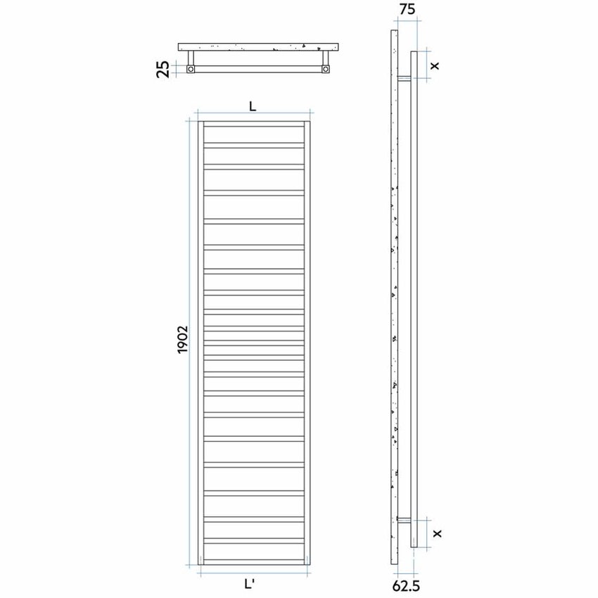 Immagine di Irsap TOLE' scaldasalviette, per riscaldamento tradizionale, 21 tubi, H.190,2 L.48,1 P.4,74 cm, finitura cromo Cod.50 TCG048B50IR01NNN01