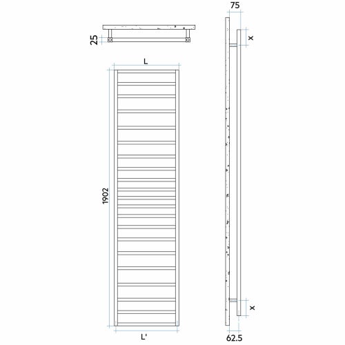 Immagine di Irsap TOLE' scaldasalviette, per riscaldamento tradizionale, 21 tubi, H.190,2 L.58,1 P.4,74 cm, finitura cromo Cod.50 TCG058B50IR01NNN01