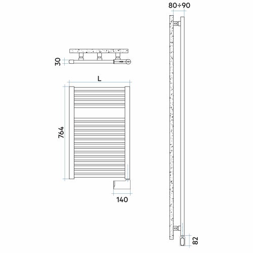 Immagine di Irsap NOVO CROMATO ELETTRICO scaldasalviette 19 tubi H.76,4 L.50 P.3 cm con modulo bluetooth integrato, finitura cromo Cod.50 NLP050Y50IR01NNN