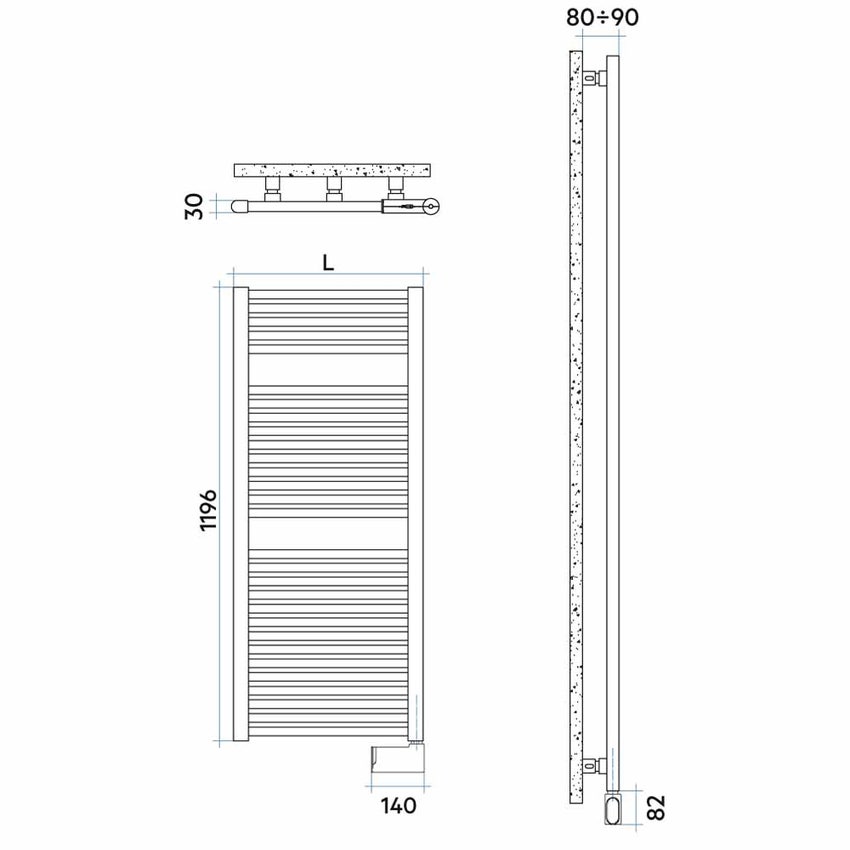 Immagine di Irsap NOVO CROMATO ELETTRICO scaldasalviette 29 tubi H.119,6 L.50 P.3 cm con controllo elettronico, finitura cromo Cod.50 NLM050H50IR01NNN01