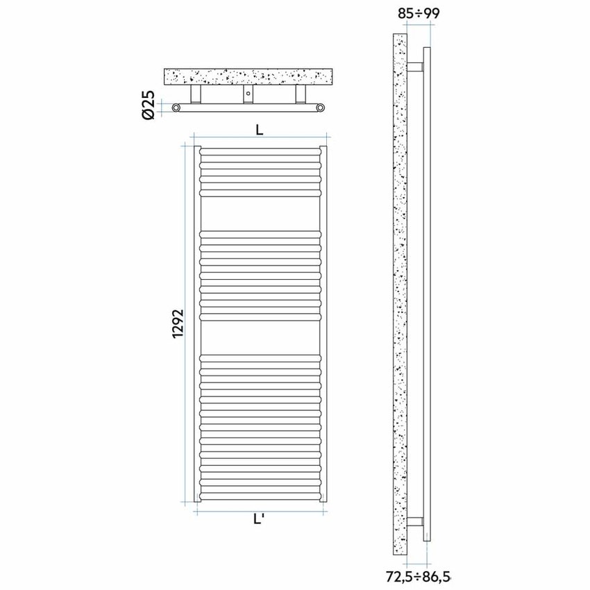 Immagine di Irsap STILE' scaldasalviette, 22 tubi, 2 intervalli, H.129,2 L.58,1 P.2,5 cm, finitura acciaio inox satinato Cod.AS SLM058BASIR01NNN02