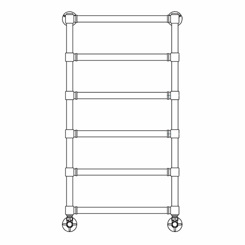 Immagine di Irsap MINUETTE scaldasalviette 6 tubi H.96 L.54 P.6 cm, 5 intervalli, finitura cromo Cod.50 MGM054B50IR01NNN01